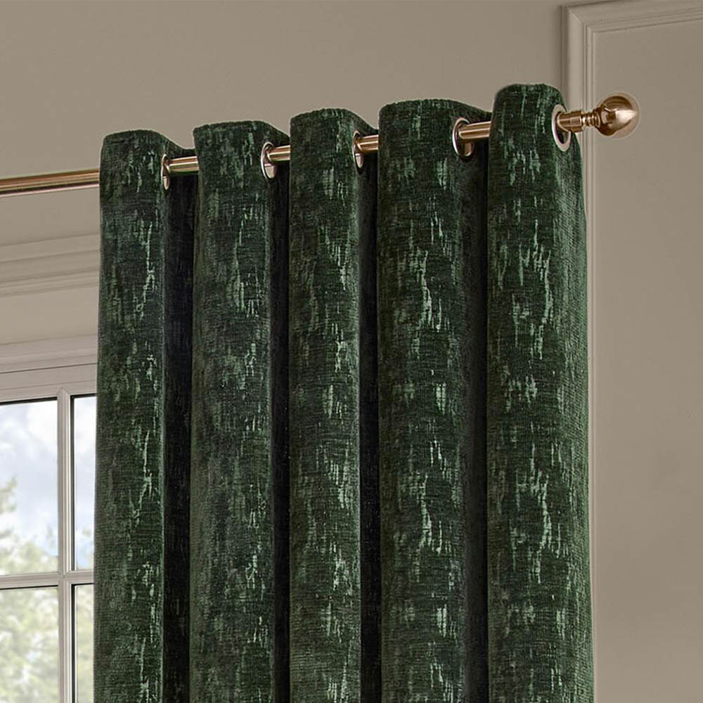 Paoletti Aurelio Emerald Chenille Fully Lined Eyelet Curtains 117 x 137cm Image 3