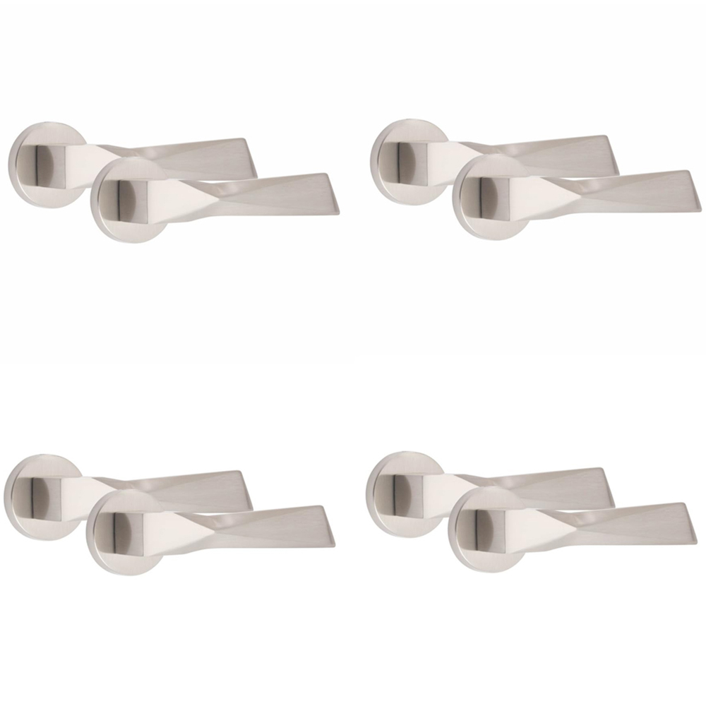 Golden Grace Modern Aura Satin Nickel Premium Door Handles 4 Pack Image 1