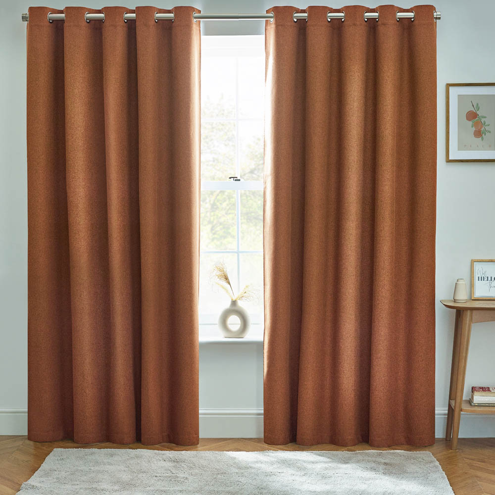 furn. Dawn Brown Thermal Blackout Eyelet Curtain 229 x 183cm Image 5