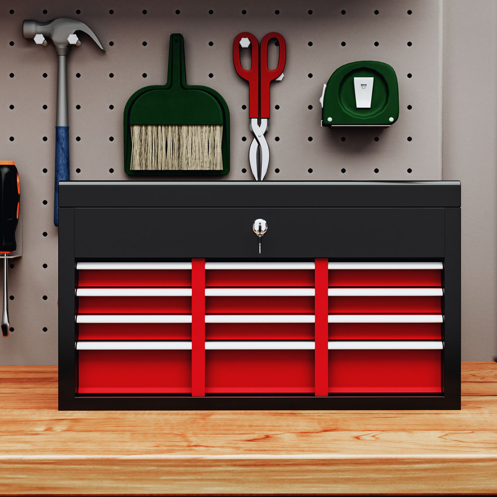 HOMCOM 6 Drawer Red Lockable Metal Tool Chest Image 5