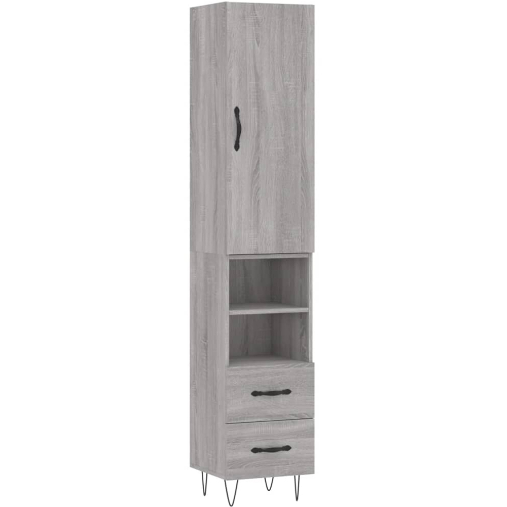 vidaXL Single Door 2 Drawer 2 Shelf Grey Sonoma Highboard Image 2