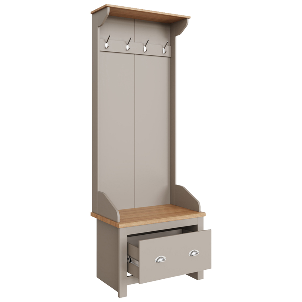 GFW Lancaster Single Drawer Grey Hallway Storage Unit with Hooks Image 5