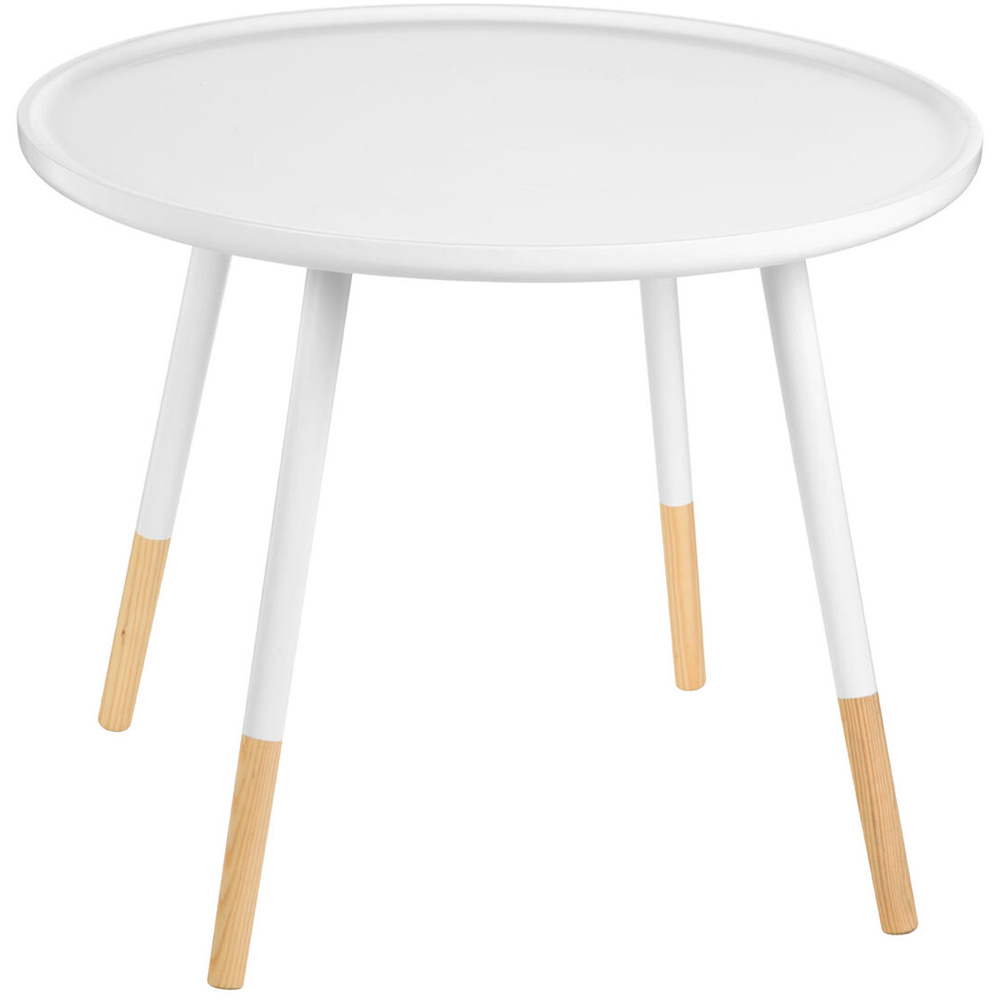 Premier Housewares White and Natural Round Side Table Image 3
