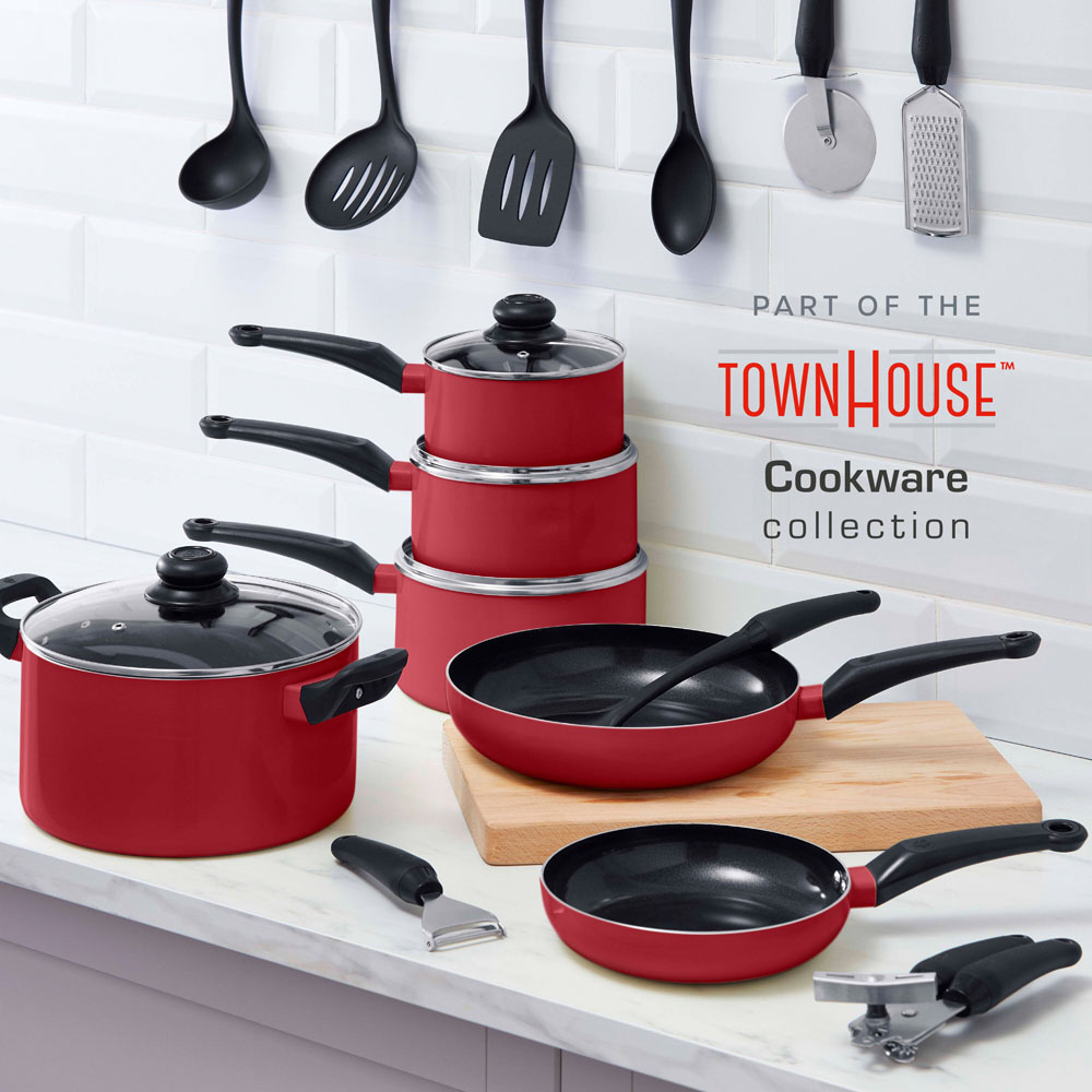 Swan Townhouse 3 Piece Red Aluminium Non-Stick Saucepan Set Image 6