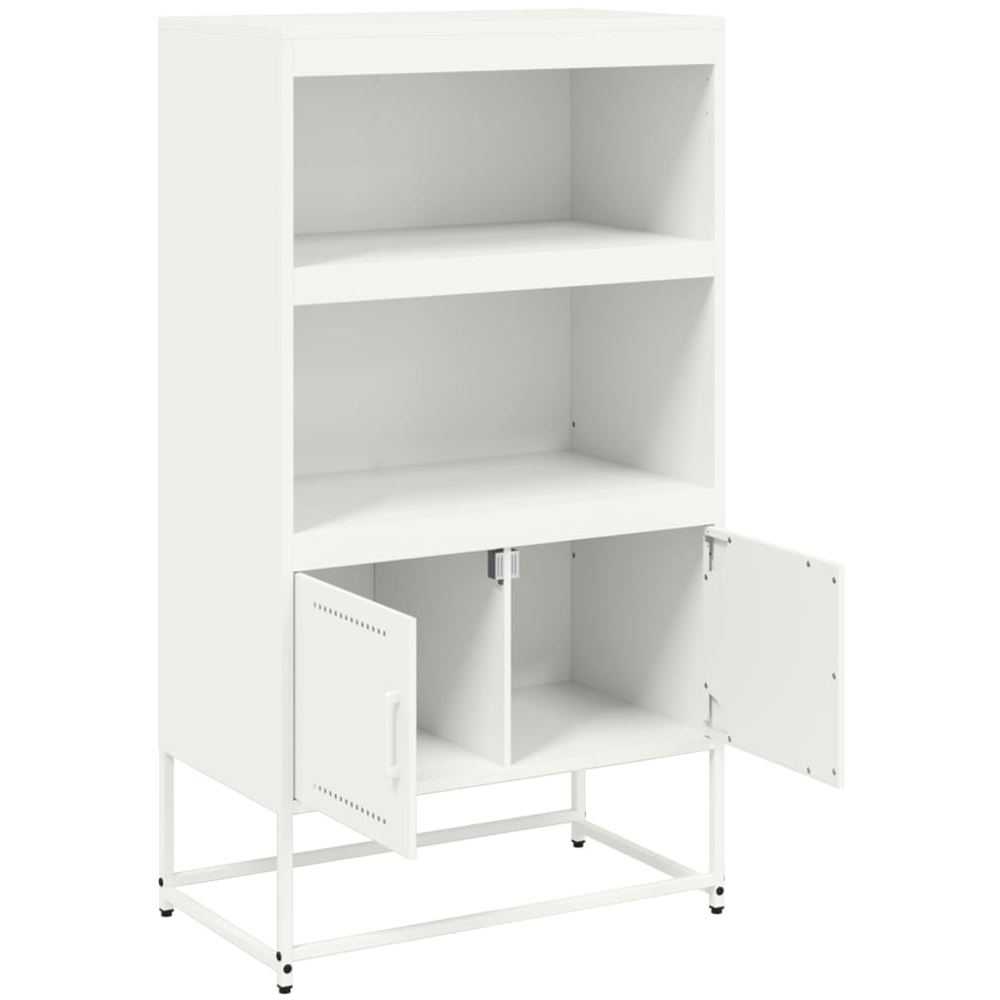 vidaXL 2 Door 2 Shelf White Steel Highboard Image 3