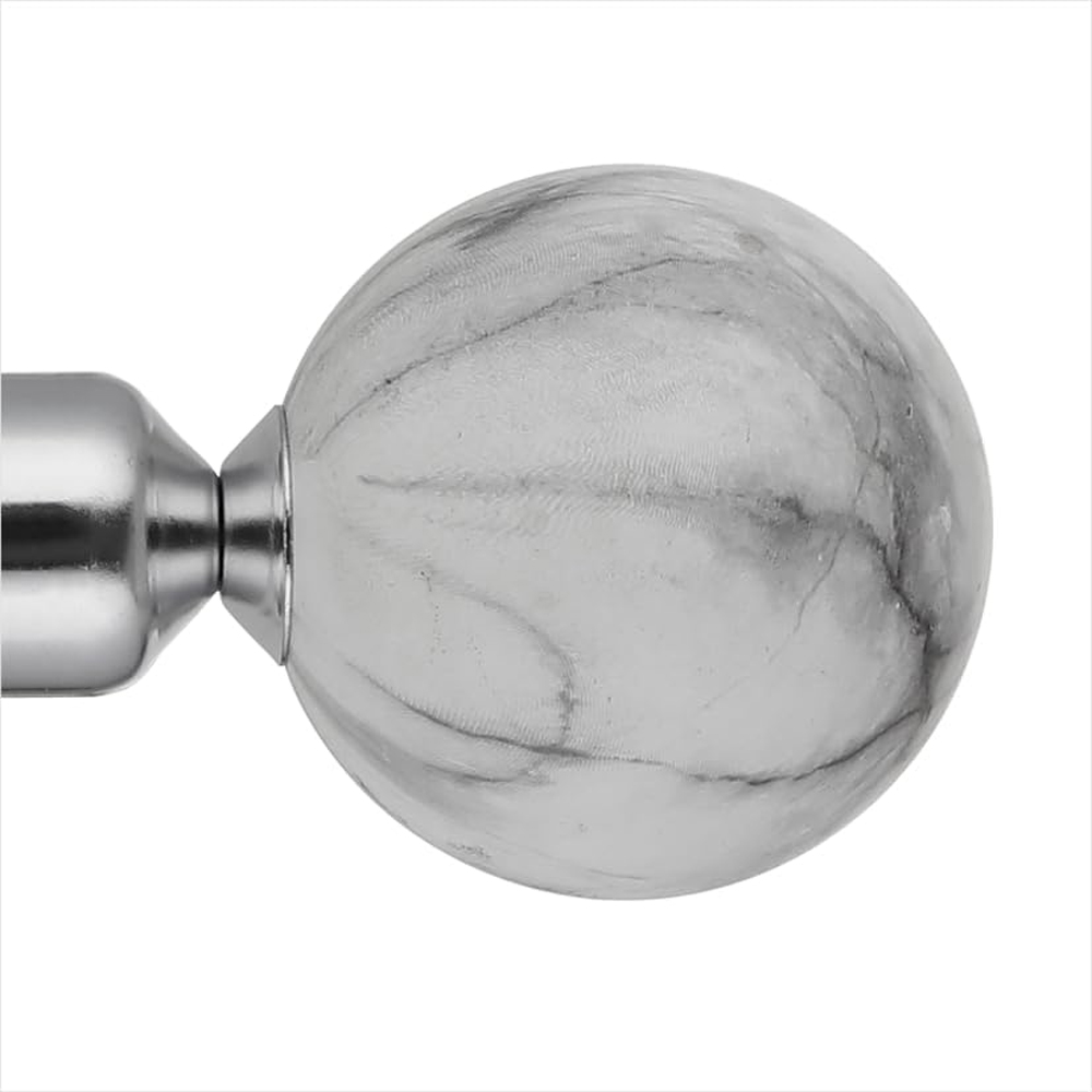 Home Treats 40 to 325cm Extendable Chrome Metal Marble Curtain Pole Image 3