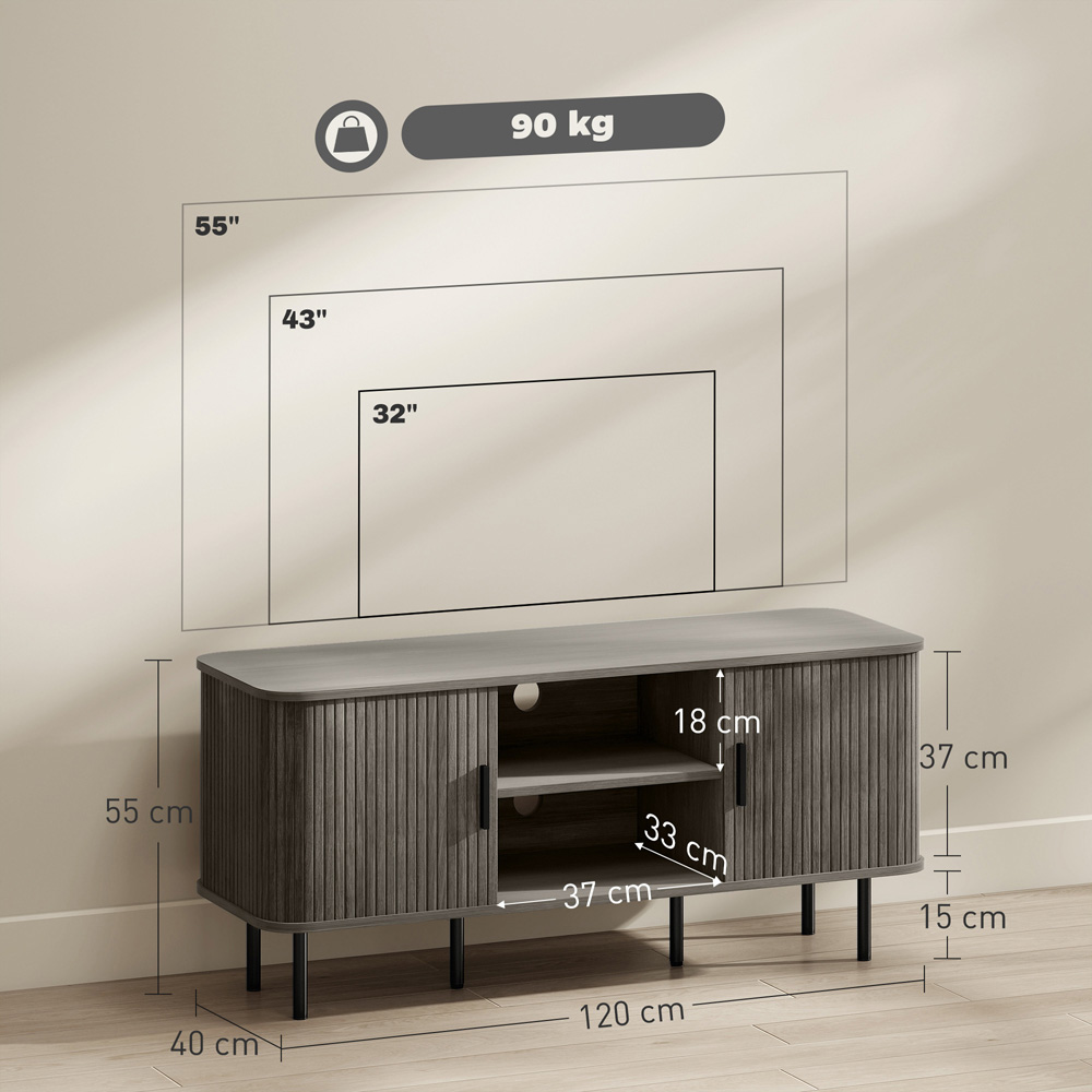 HOMCOM 2 Door 2 Shelf Grey TV Unit Image 9