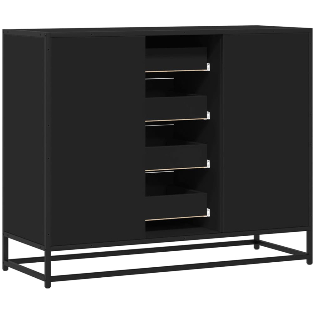 vidaXL 2 Door 4 Drawer Black Metal Frame Wooden Sideboard Image 3