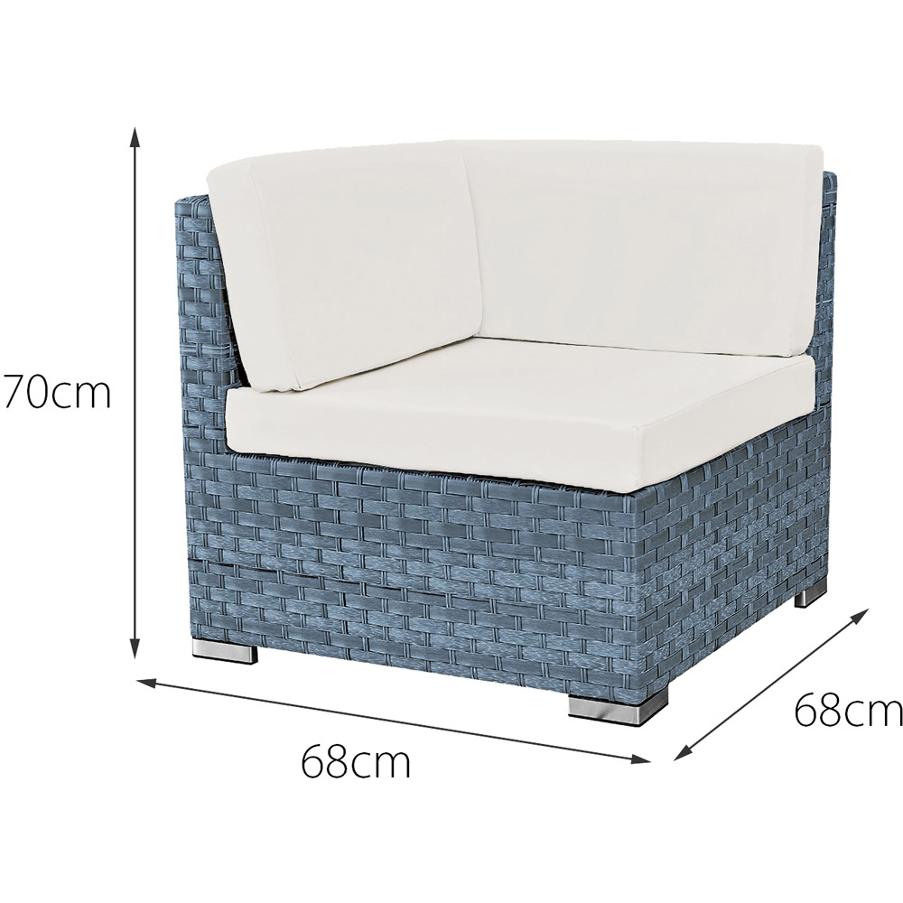 Oseasons Trinidad Deluxe 8 Seater Ocean Grey Rattan Sofa Set with White Cushions Image 4