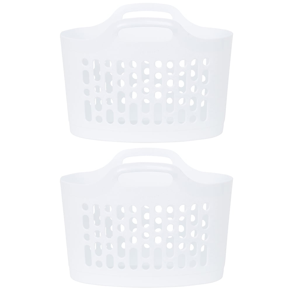 Wham Ice White Plastic Flexi Laundry Basket 8L 2 Pack Image 1
