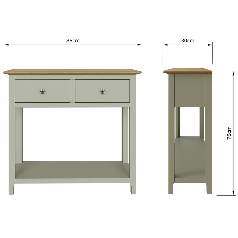 FWStyle Taberno 2 Drawer Sage Green and Oak Dressing Table Image 8