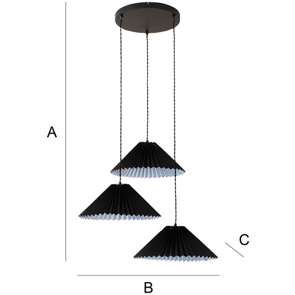 ValueLights Akira 3 Way Black Pleated LED Ceiling Pendant Light Image 8