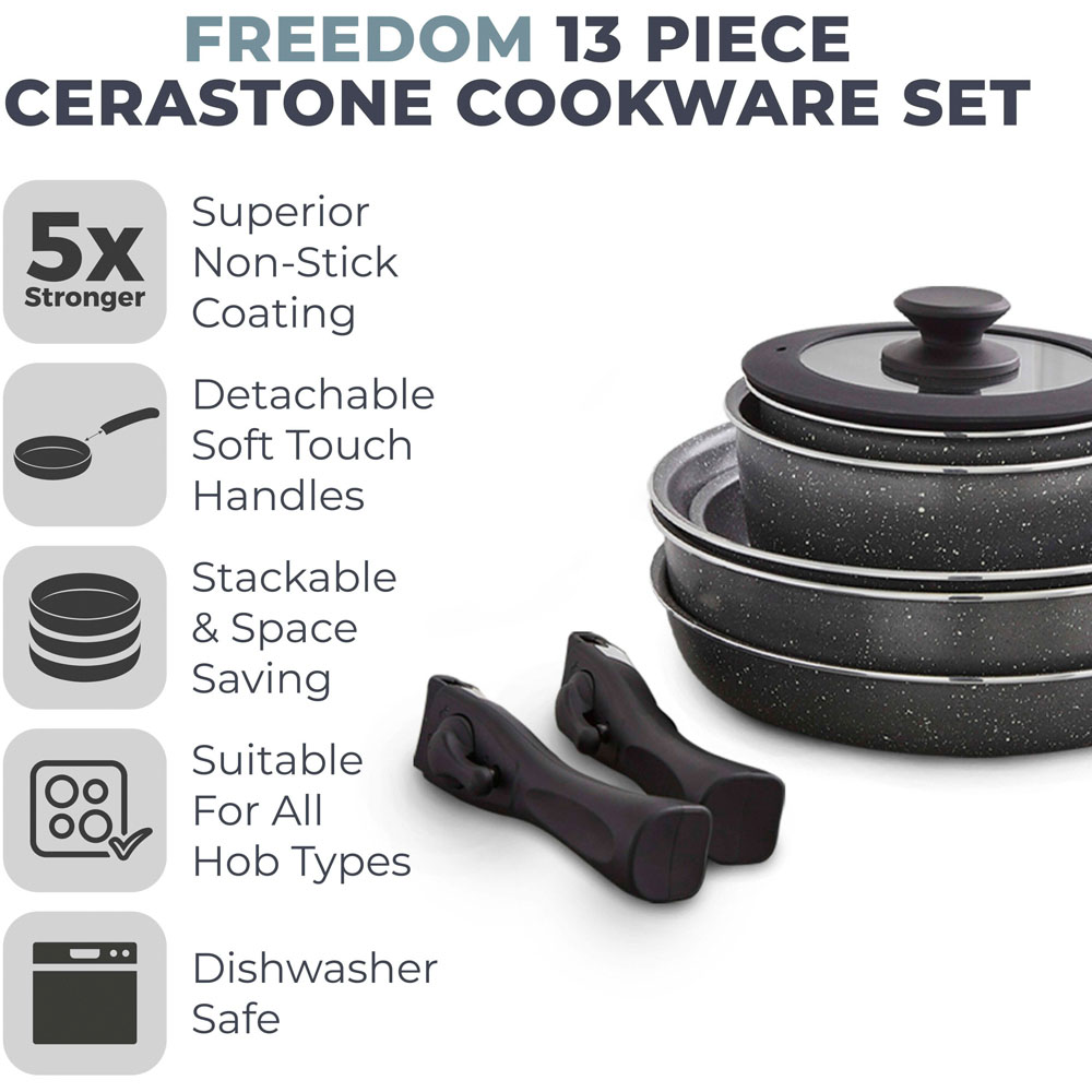 Tower Cerastone 13 Piece Grey Cookware Set Image 7