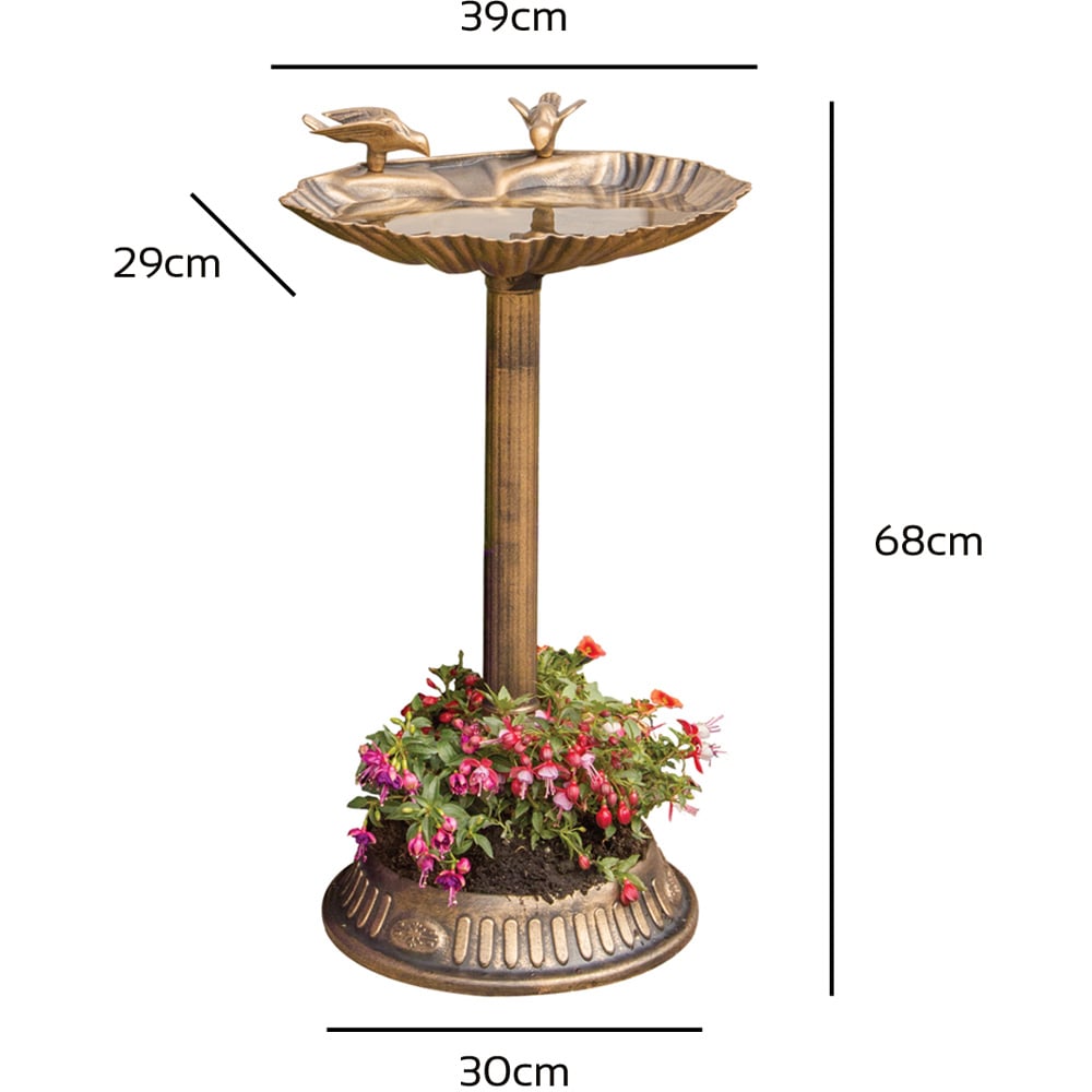 Gardenkraft Clam Shell Bird Bath with Built-in Base Planter Image 8