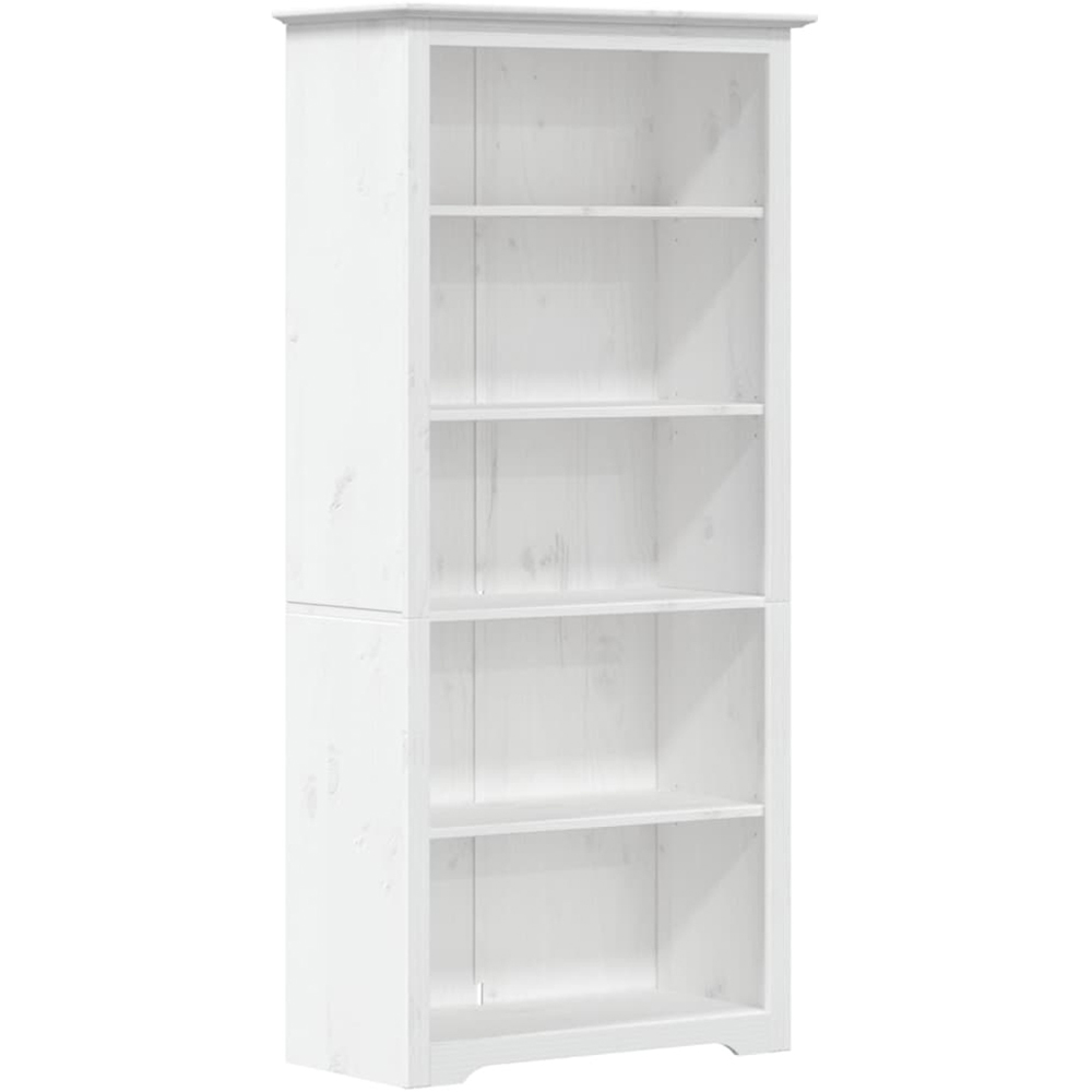 vidaXL Bodo 5 Shelf White Solid Pine Wood Bookcase Image 2