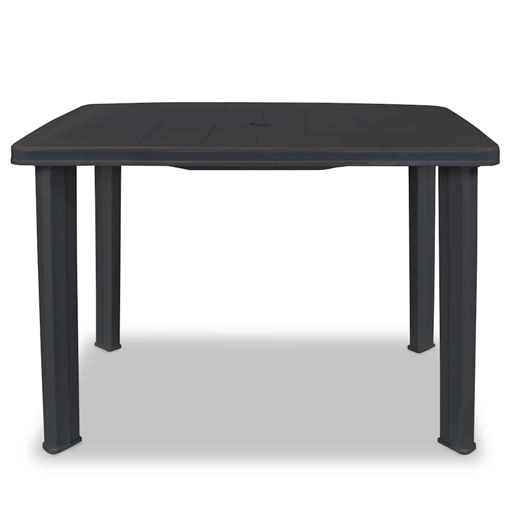 vidaXL 4 Seater Plastic Garden Table with Umbrella Hole Anthracite Image 3