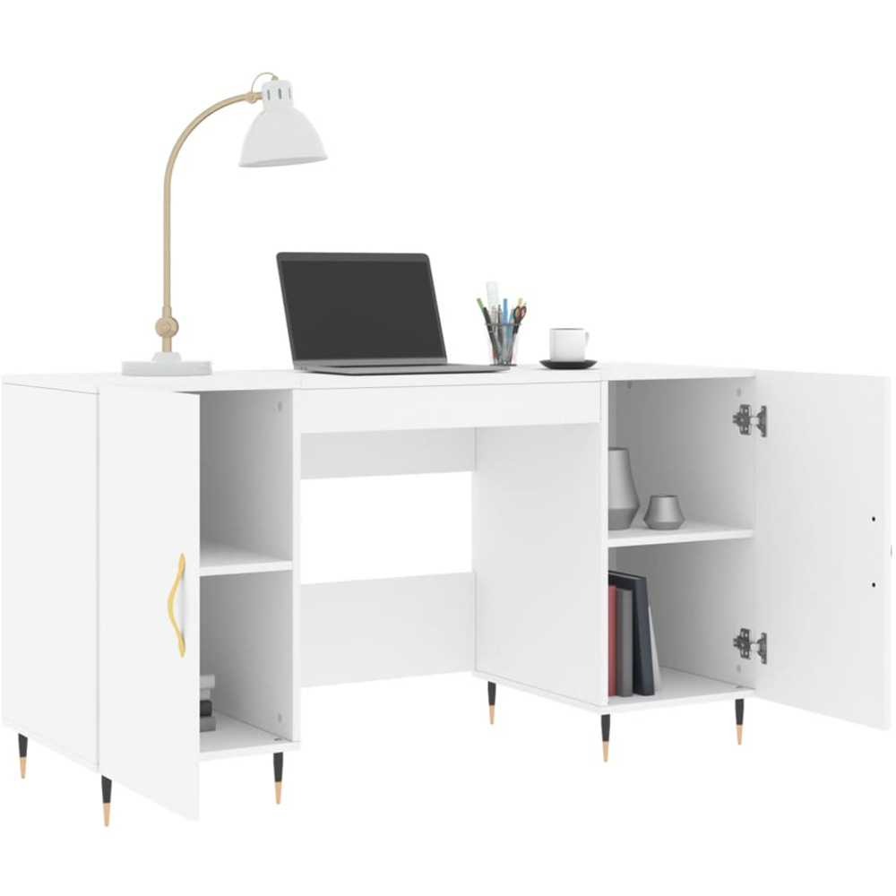 vidaXL 2 Door Computer Desk White Image 4
