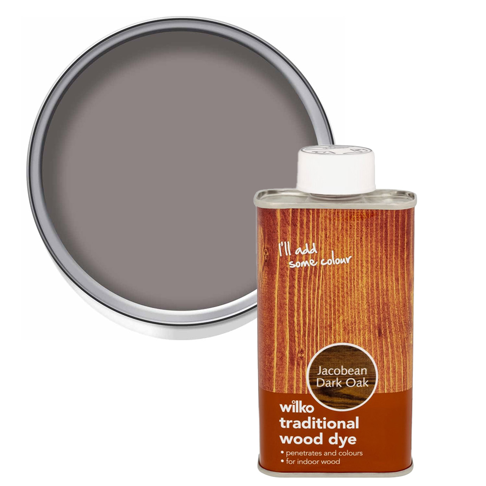 Wilko Traditional Interior Wood Dye Jacobean Dark Oak 250ml Image 1