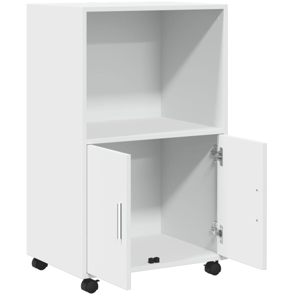 vidaXL 2 Door Single Shelf White Rolling Storage Cabinet Image 7