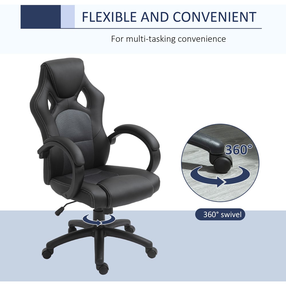 Portland Black Faux Leather Swivel Computer Desk Office Chair Image 5