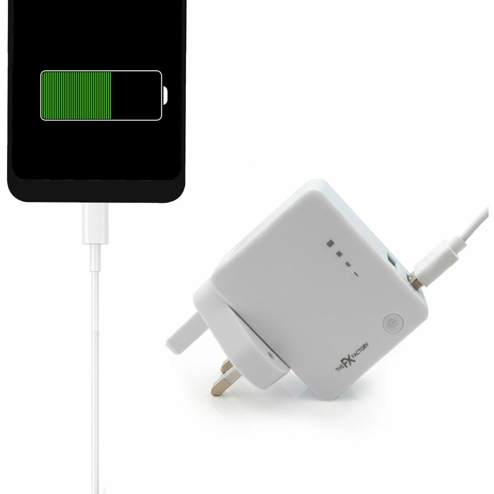 FX White All In One Travel Charger and Power Bank with Dual USB Port Image 4