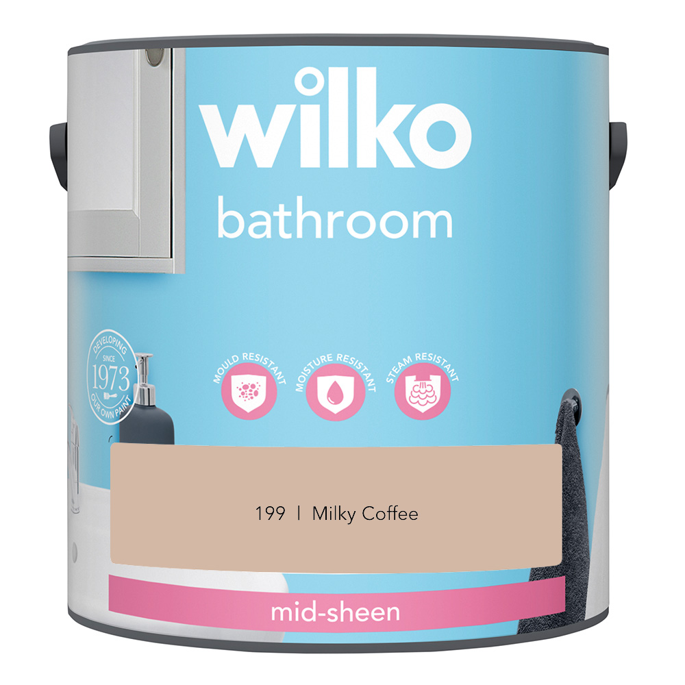 Wilko Bathroom Milky Coffee Mid Sheen Emulsion Paint 2.5L Image 2
