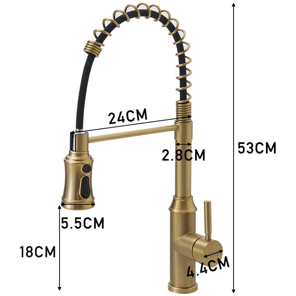 Living and Home Gold Single Handle Kitchen Faucet with Spring Spout Image 9