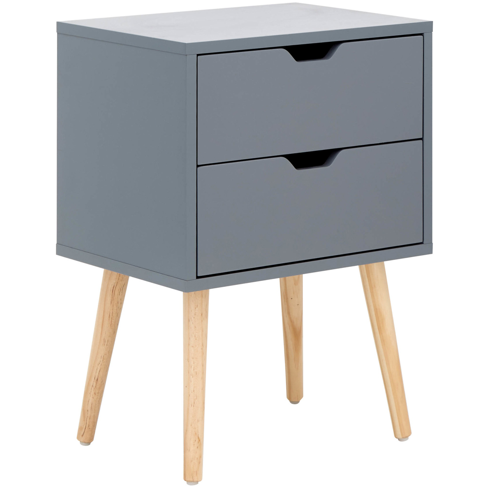 GFW Nyborg 2 Drawer Dark Grey Bedside Table Image 3