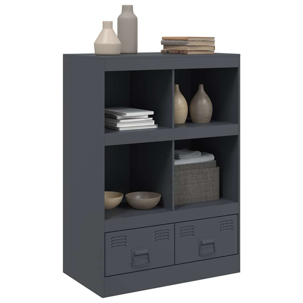 vidaXL 2 Drawer 4 Shelf Anthracite Cold-Rolled Steel Highboard Image 4
