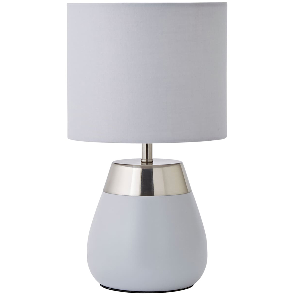 ValueLights Hurst Drum Shade Grey Touch Table Lamp with Bulb Image 1