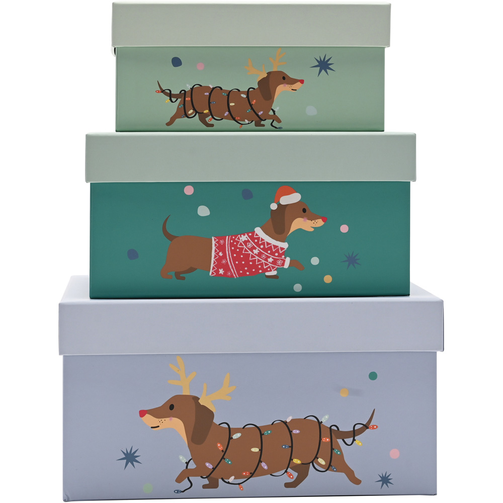 The Christmas Gift Co Christmas Dogs Storage Box Set 3 Piece Image 3