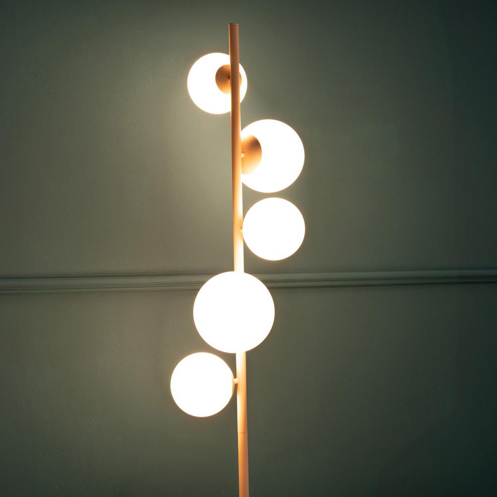 ValueLights Marlow Blush Pink Globe LED Floor Lamp Image 3