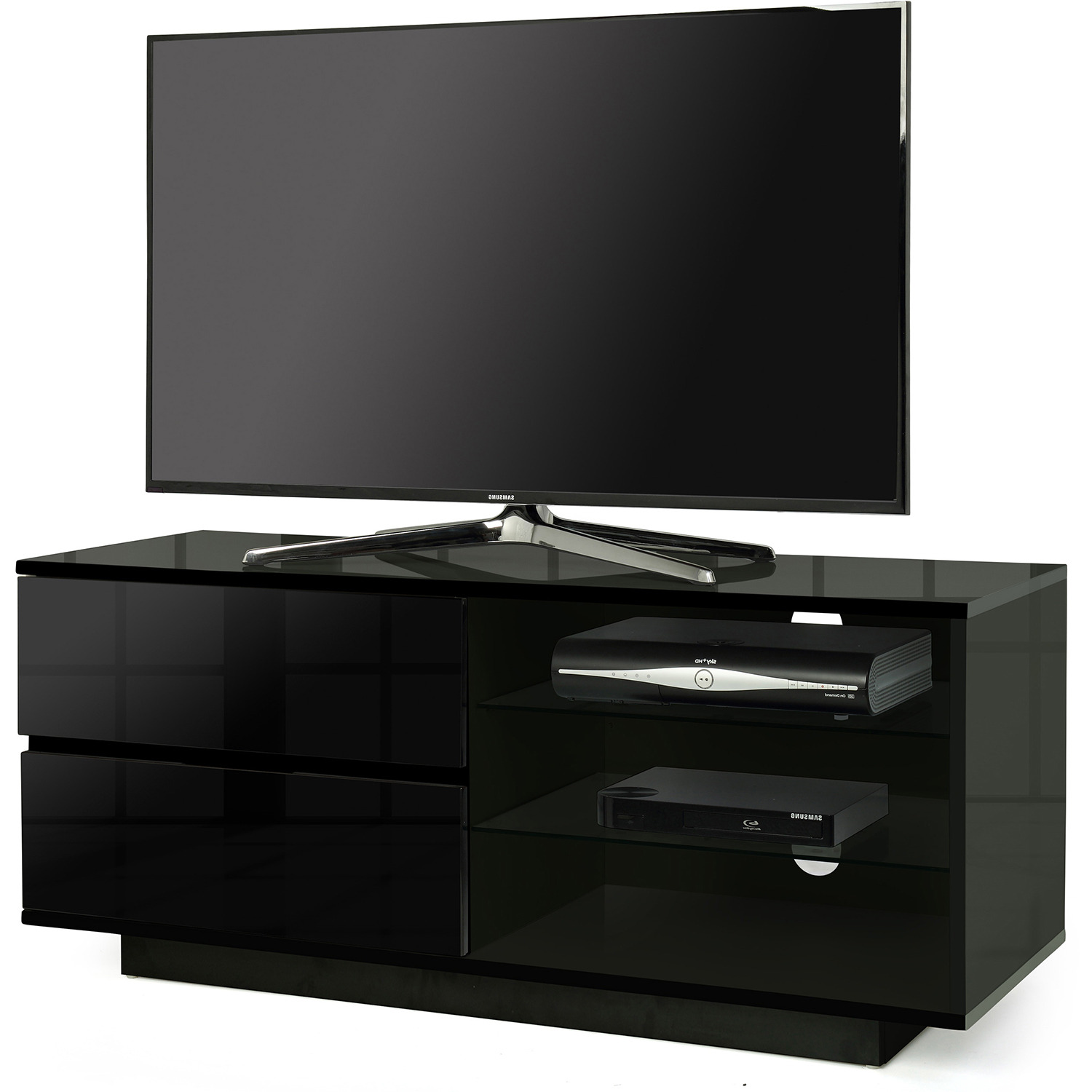 Centurion Supports Gallus 2 Drawer 3 Shelf Gloss Black TV Unit Image 5