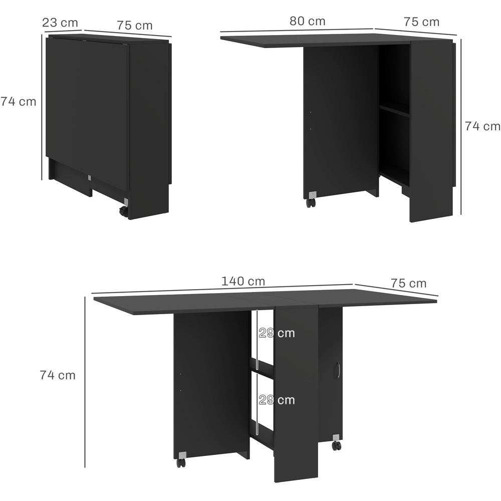 HOMCOM 6 Seater Drop Leaf Dining Table with Open Shelf Image 9
