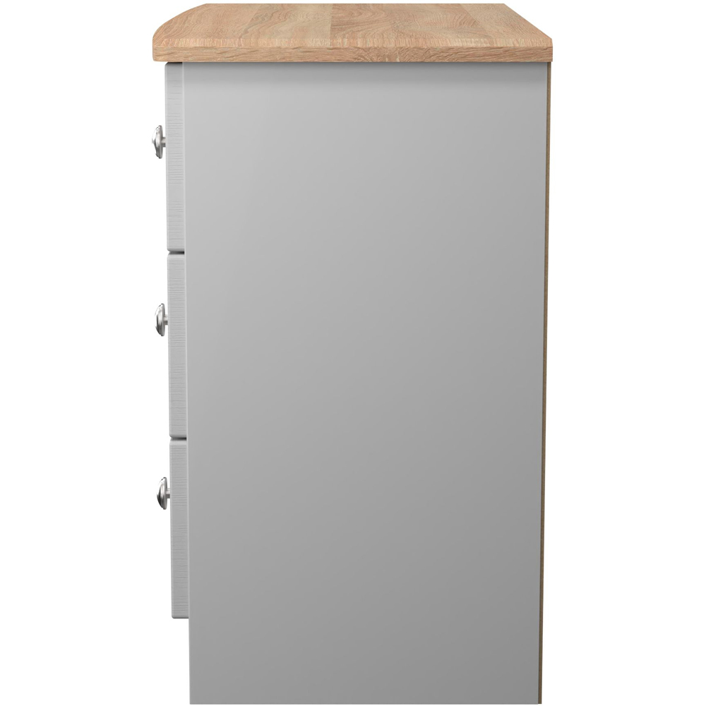 Crowndale Sussex 3 Drawer Grey Ash and Bardolino Oak Chest of Drawers Ready Assembled Image 4