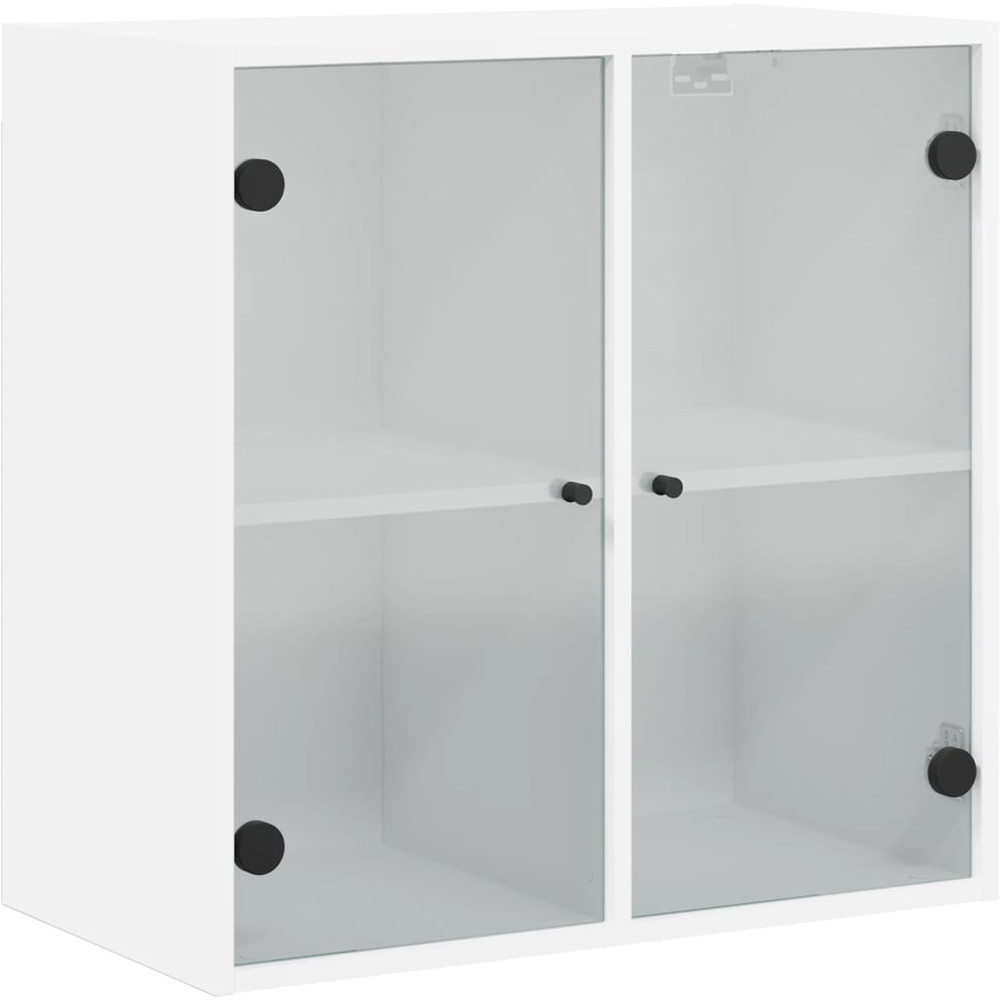 vidaXL 2 Glass Door White Wall Cabinet Image 2