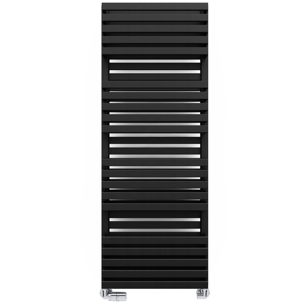 Terma Quadrus Bold 2847BTU Metallic Black Heated Towel Rail 1185 x 450mm Image 1