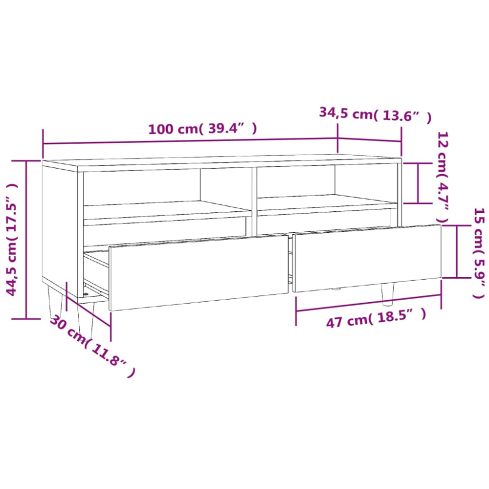 vidaXL 2 Drawer 2 Shelf Sonoma Oak TV Cabinet Image 9