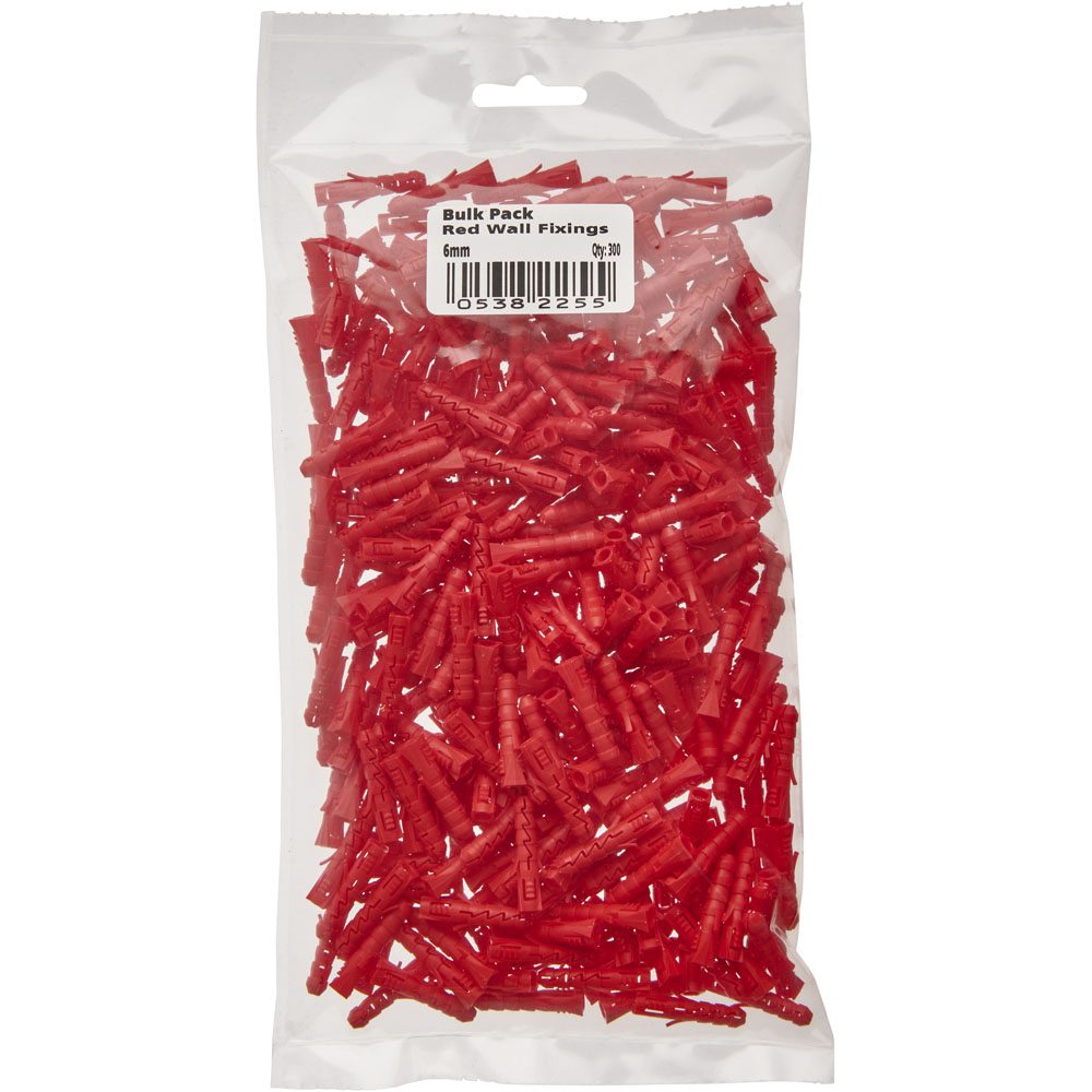 Wilko 6mm Red Wall Fixings 300 Pack Image 3