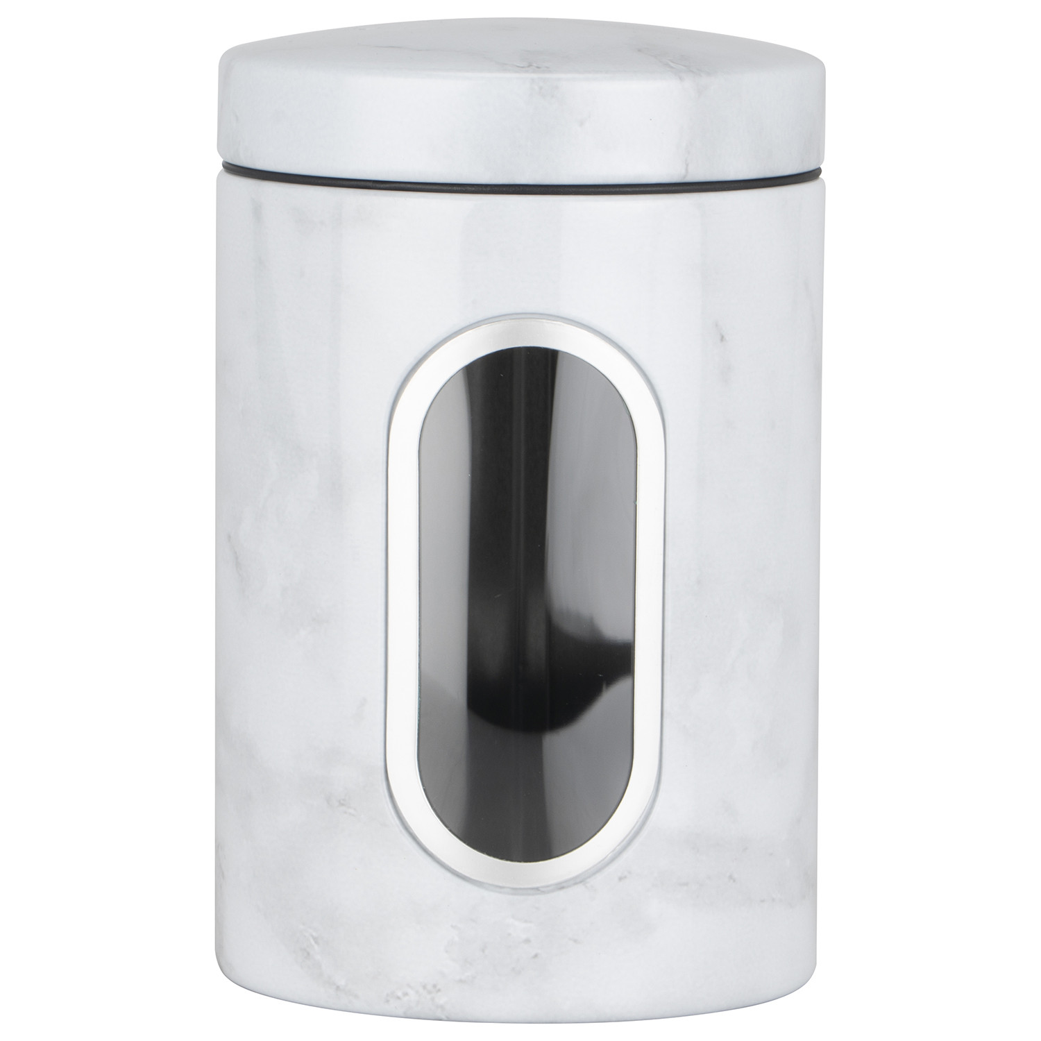 17.5cm Marble Print Canister with Window Image