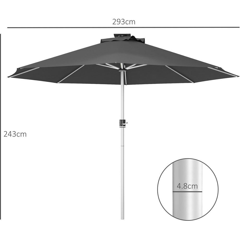 Outsunny Charcoal Grey Solar LED Parasol 3m Image 7