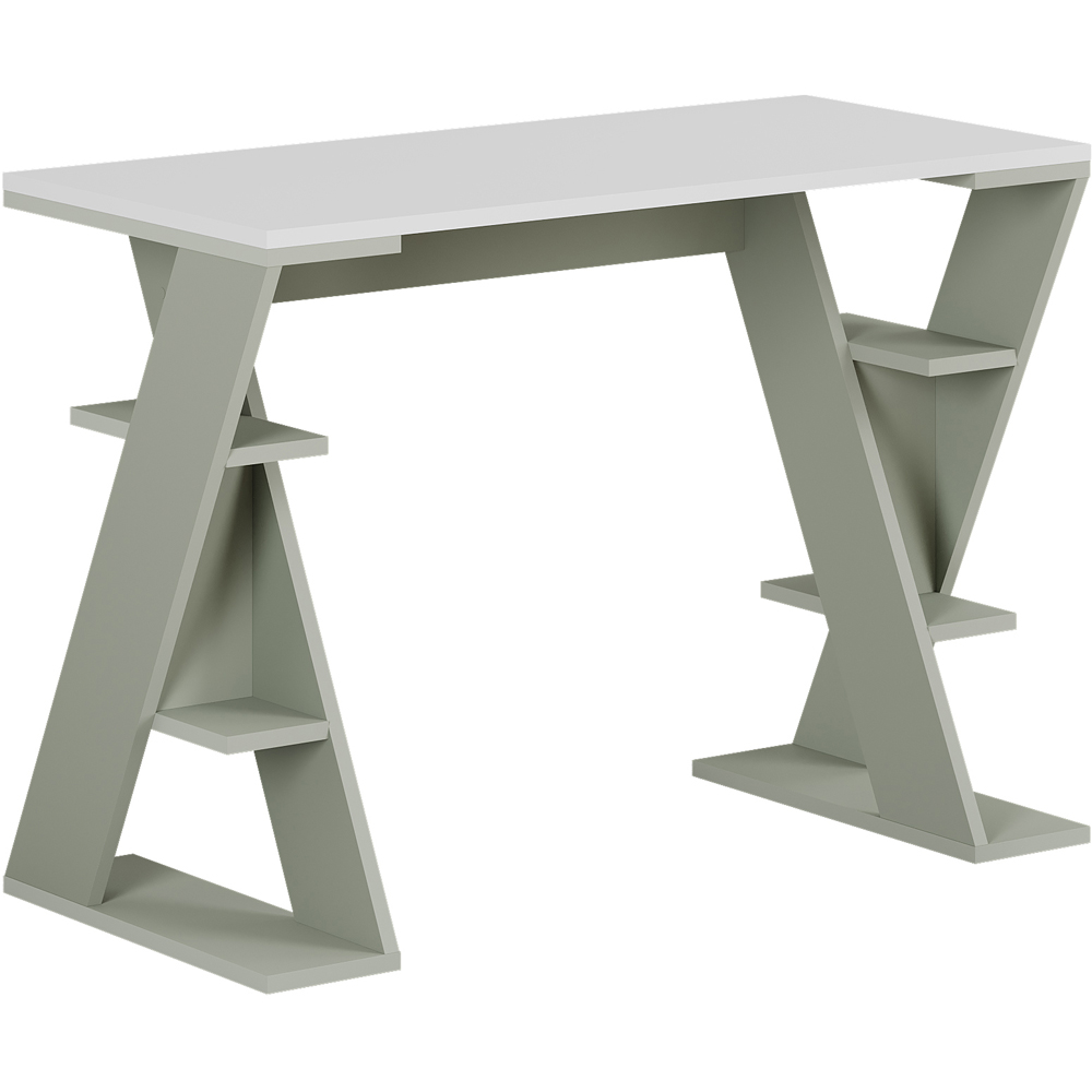 Decortie Papillon 6 Shelf Desk White and Ash Green Image 2
