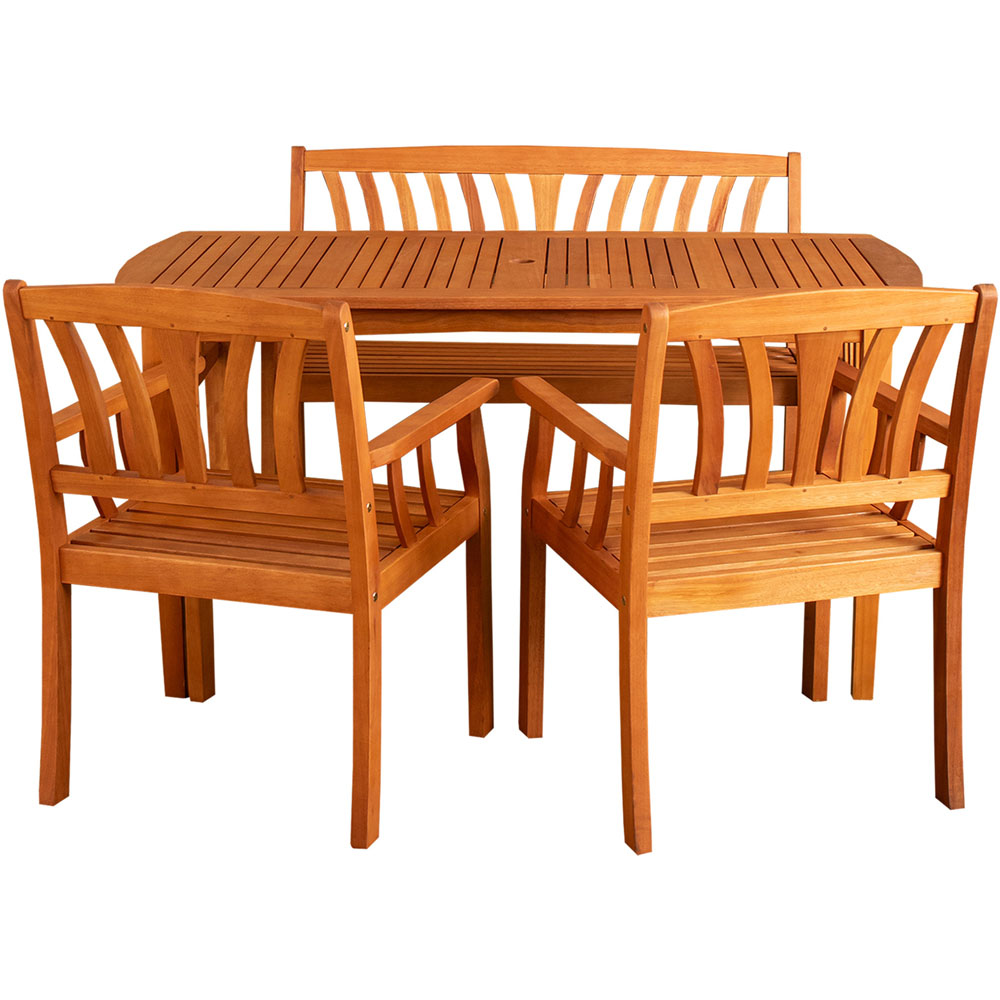 Samuel Alexander 4 Seater Wooden Garden Dining Bench Set Image 2