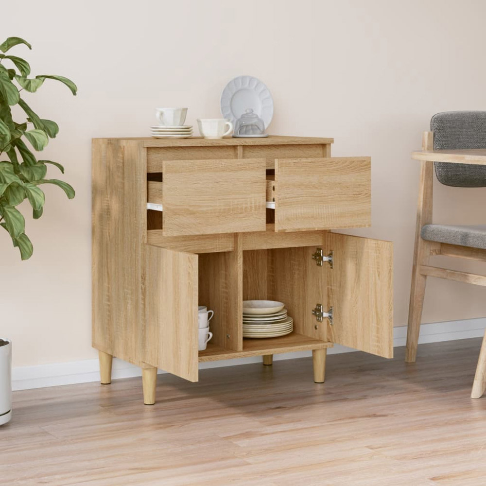 vidaXL 2 Door 2 Drawer Sonoma Oak Sideboard Image 3