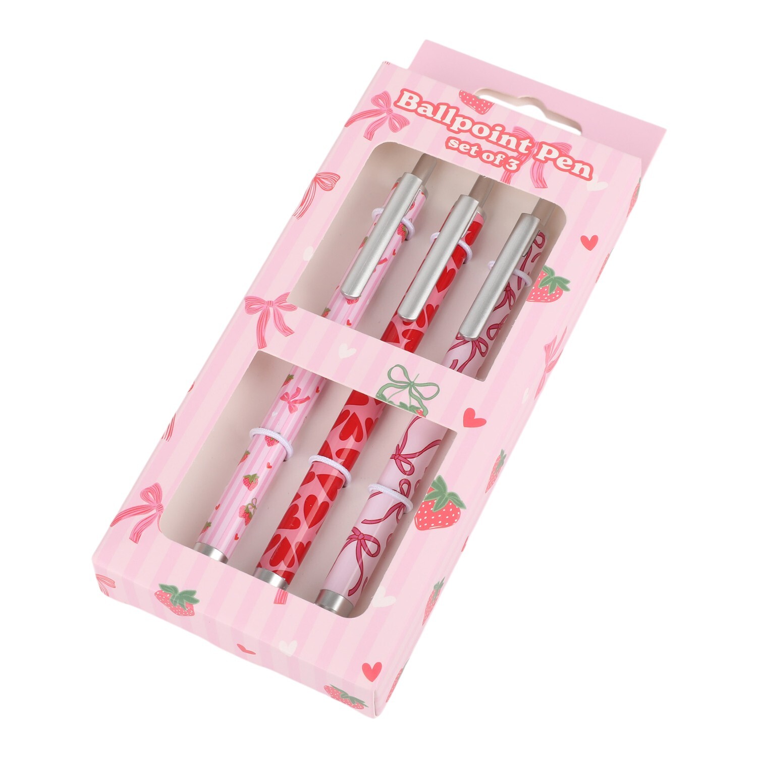 Pack of 3 Strawberry Bow Pens Image 4