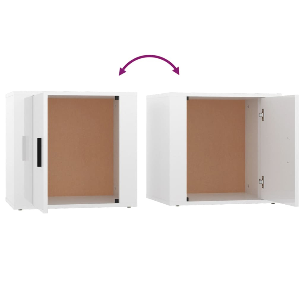 vidaXL Single Door High Gloss White Bedside Cabinet Set of 2 Image 7