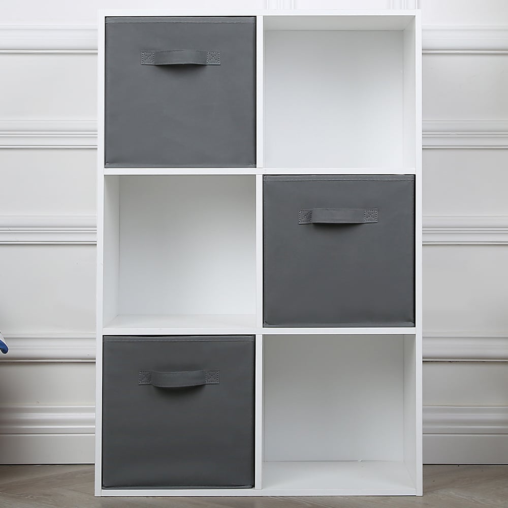 Jane 6 Shelf White Cube Storage Unit with Basket Image 1