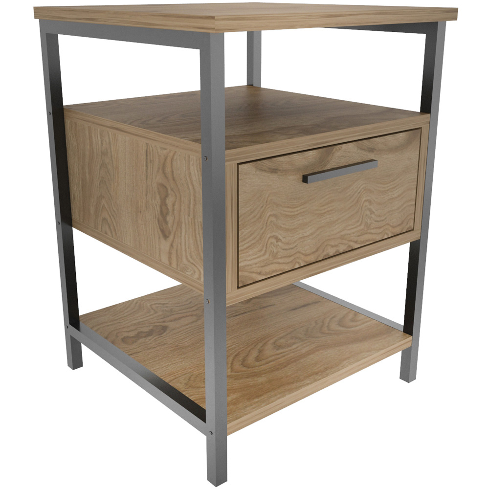 Decorotika Alba Single Drawer 2 Shelf Oud and Black Side Table Image 2