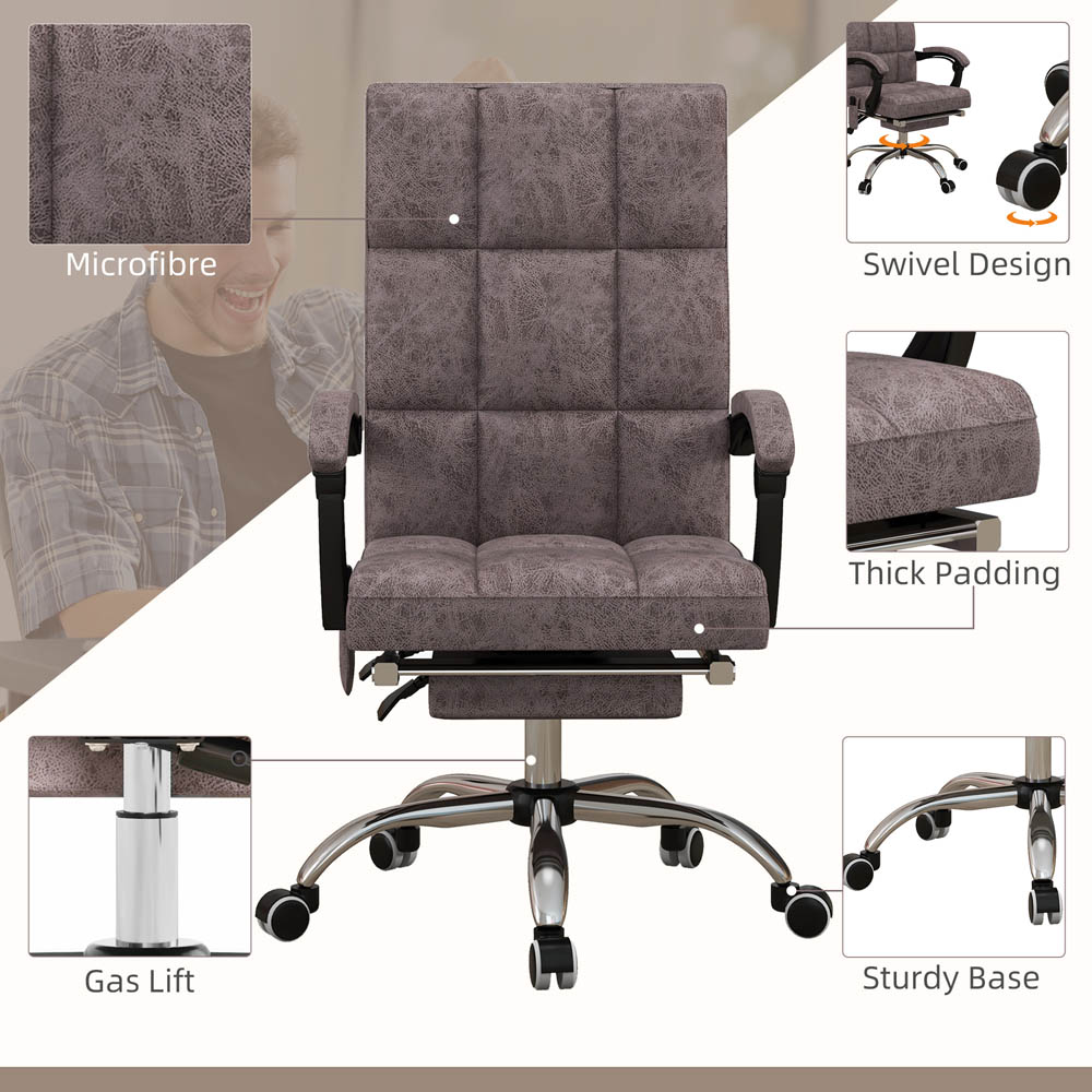 Portland Grey Microfibre Swivel Vibration Massage Executive Office Chair Image 4