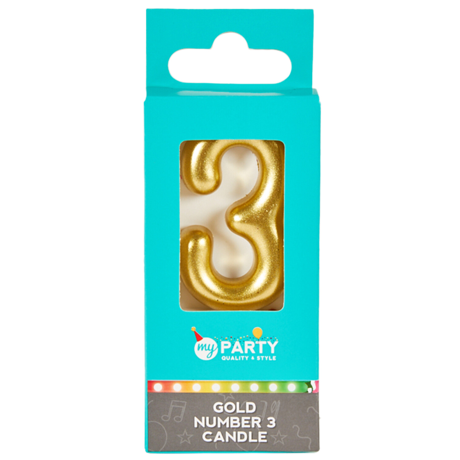 My Party Gold Number Candle - Gold / 3 Image 1